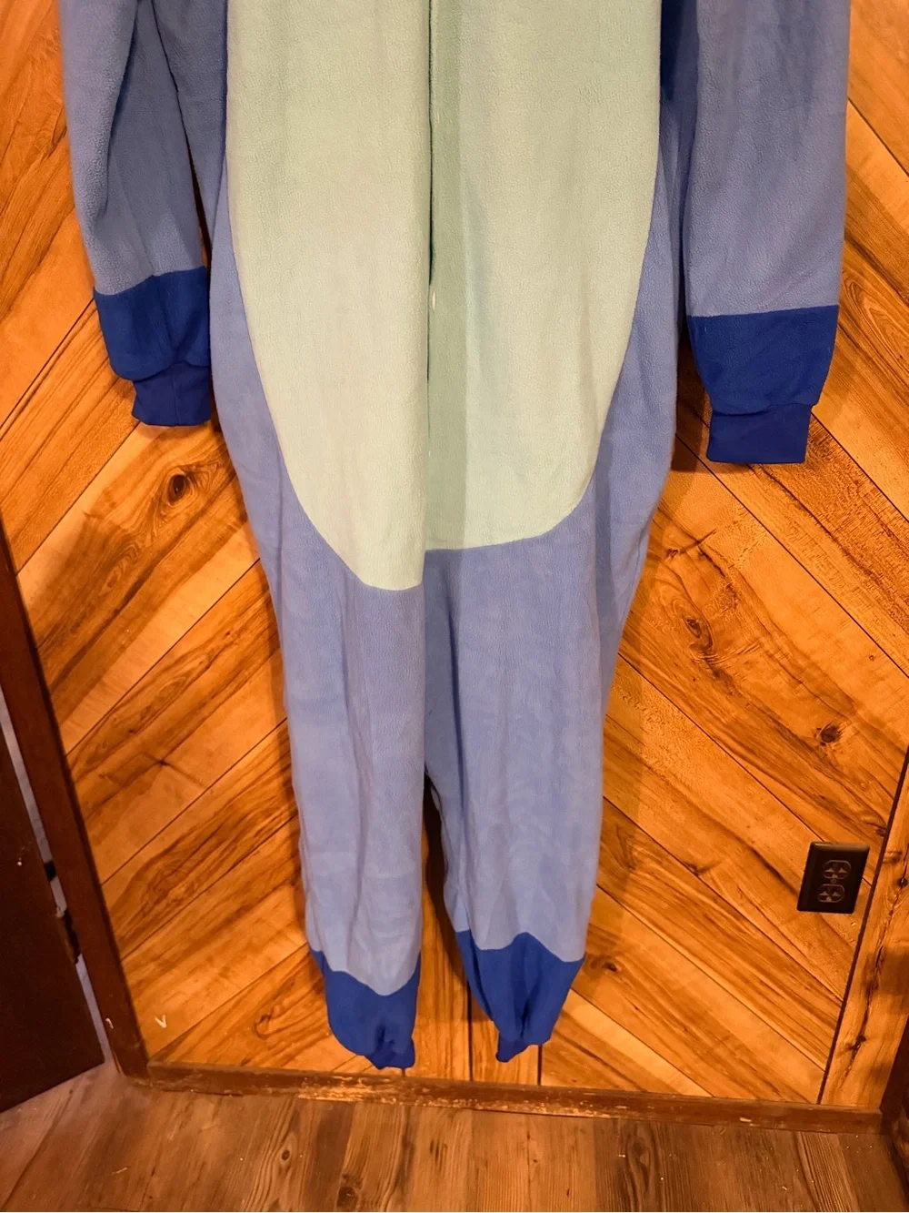 Disney Stitch Onesie Costume Union Suit Large Fleece Hooded Pajamas Kigurumi